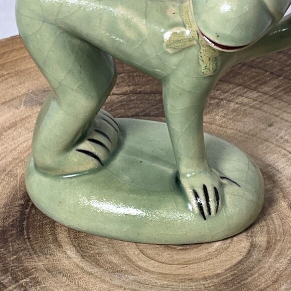 Art Deco Era VTG Made In Japan Green Celadon Bisque Ceramic Monkey Figurine - Picture 4 of 8